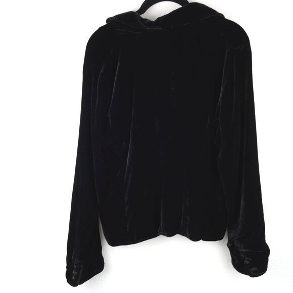 Eileen Fisher Black Velvet Button Front Jacket Small Silk Blend Lined - Picture 5 of 12